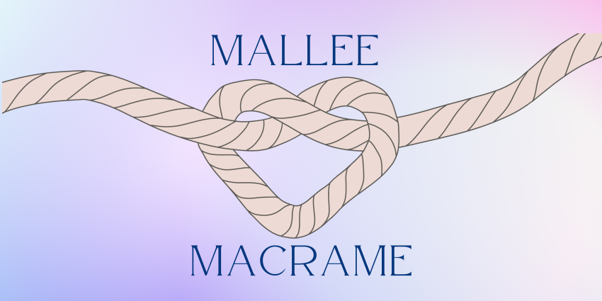 Jo's Macrame banner with heart knot